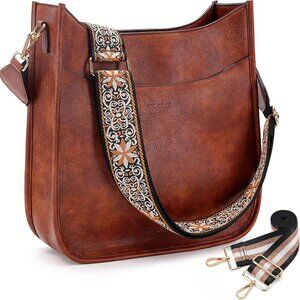 Crossbody Bag for Women Vegan Leather Hobo Handbags Guitar Strap Purse Shoulder